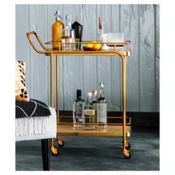 Metal, Wood, And Leather Bar Cart - Gold - Threshold™ 8 Metal, Wood, And Leather Bar Cart - Gold - Threshold™ -Threshold Living Room Sales Store GUEST 3940ea51 5dbd 496d adf0 a33ee04f6d3f