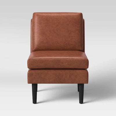 Gelbin Faux Leather Slipper Chair With Wood Legs - Threshold™ 2 Gelbin Faux Leather Slipper Chair With Wood Legs - Threshold™ - Image 2