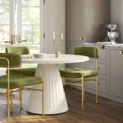 Orion Luxe Dining Chair With Brass Legs Olive Green Velvet - Threshold™