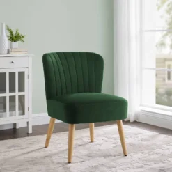 Chelidon Velvet Slipper Chair Green - Threshold™ -Threshold Living Room Sales Store GUEST 5719485c 1f7e 4310 95d0 4d96f29262e8