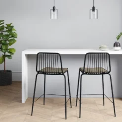 Set Of 2 Sodra Rounded Seat Wire Counter Height Barstool Black - Threshold™