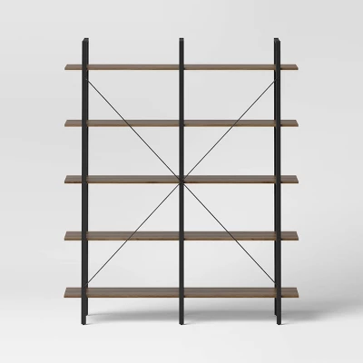 72" Banks 5 Shelf H Frame Bookcase Brown - Threshold™ 3 72" Banks 5 Shelf H Frame Bookcase Brown - Threshold™ - Image 3