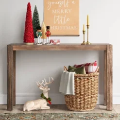 Bayshore Herringbone Console Table Brown - Threshold™