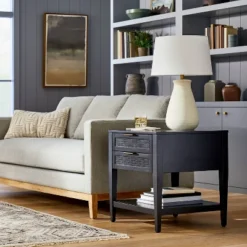 East Bluff 2 Drawers Woven Accent Table Black - Threshold™ Designed With Studio McGee