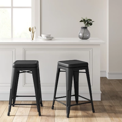 Set Of 2 Carlisle Backless Swivel Counter Height Barstool Matte Black - Threshold™ 1 Set Of 2 Carlisle Backless Swivel Counter Height Barstool Matte Black - Threshold™