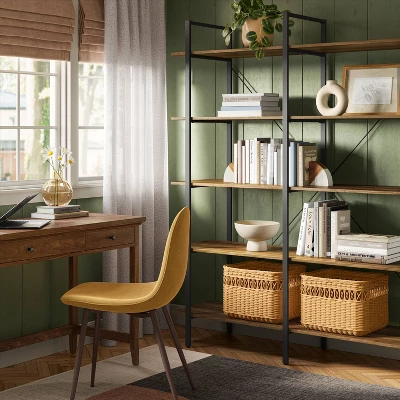 72" Banks 5 Shelf H Frame Bookcase Brown - Threshold™ 1 72" Banks 5 Shelf H Frame Bookcase Brown - Threshold™