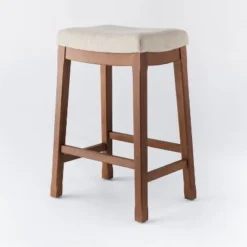 Candor Wood And Upholstered Saddle Counter Height Barstool - Threshold™ -Threshold Living Room Sales Store GUEST 9752c844 5eab 4428 9bc4 84b07e39c310
