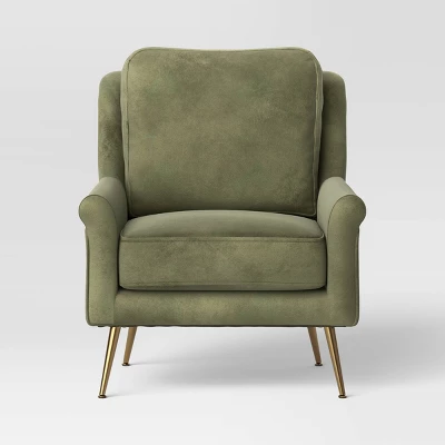 Carmine Luxe Arm Accent Chair With Brass Legs - Threshold™ 2 Carmine Luxe Arm Accent Chair With Brass Legs - Threshold™ - Image 2