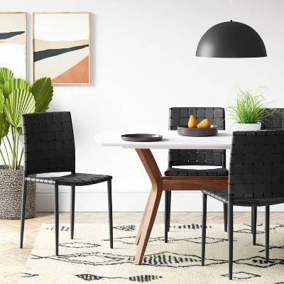 Wellfleet Woven Leather Metal Base Dining Chair - Threshold™ 1 Wellfleet Woven Leather Metal Base Dining Chair - Threshold™